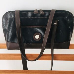 Mouflon Canada Leather Shoulder bag/Purse, black with brown details